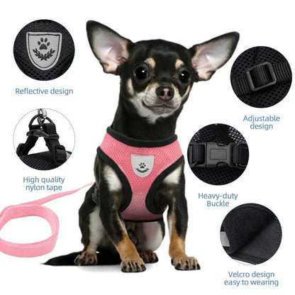 Reflektierendes Mesh-Hundegeschirr mit Leine