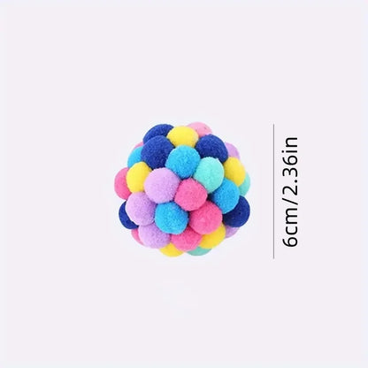 Plüsch-Glockenball für Katzen – bunter Wollball