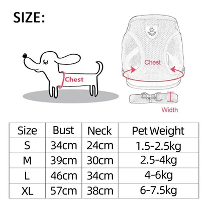 Reflektierendes Mesh-Hundegeschirr mit Leine