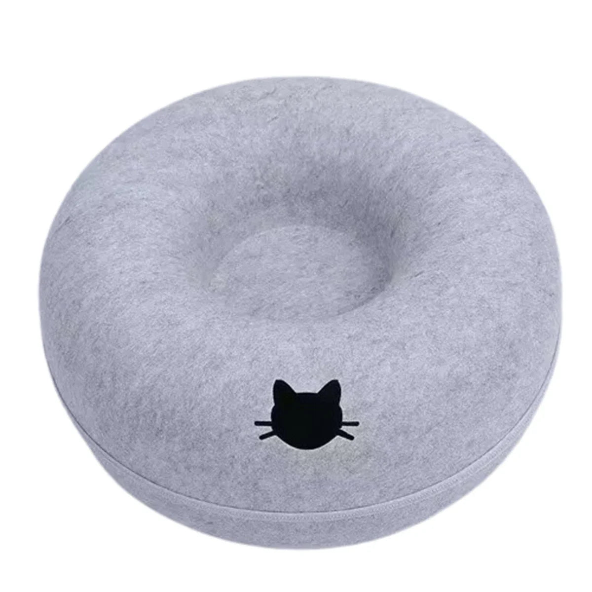 Donut-Katzenbett mit Tunnel aus Filz