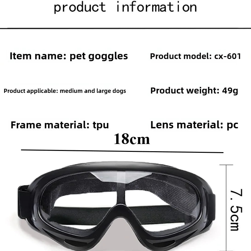 Verstellbare Hundebrille mit UV-Schutz