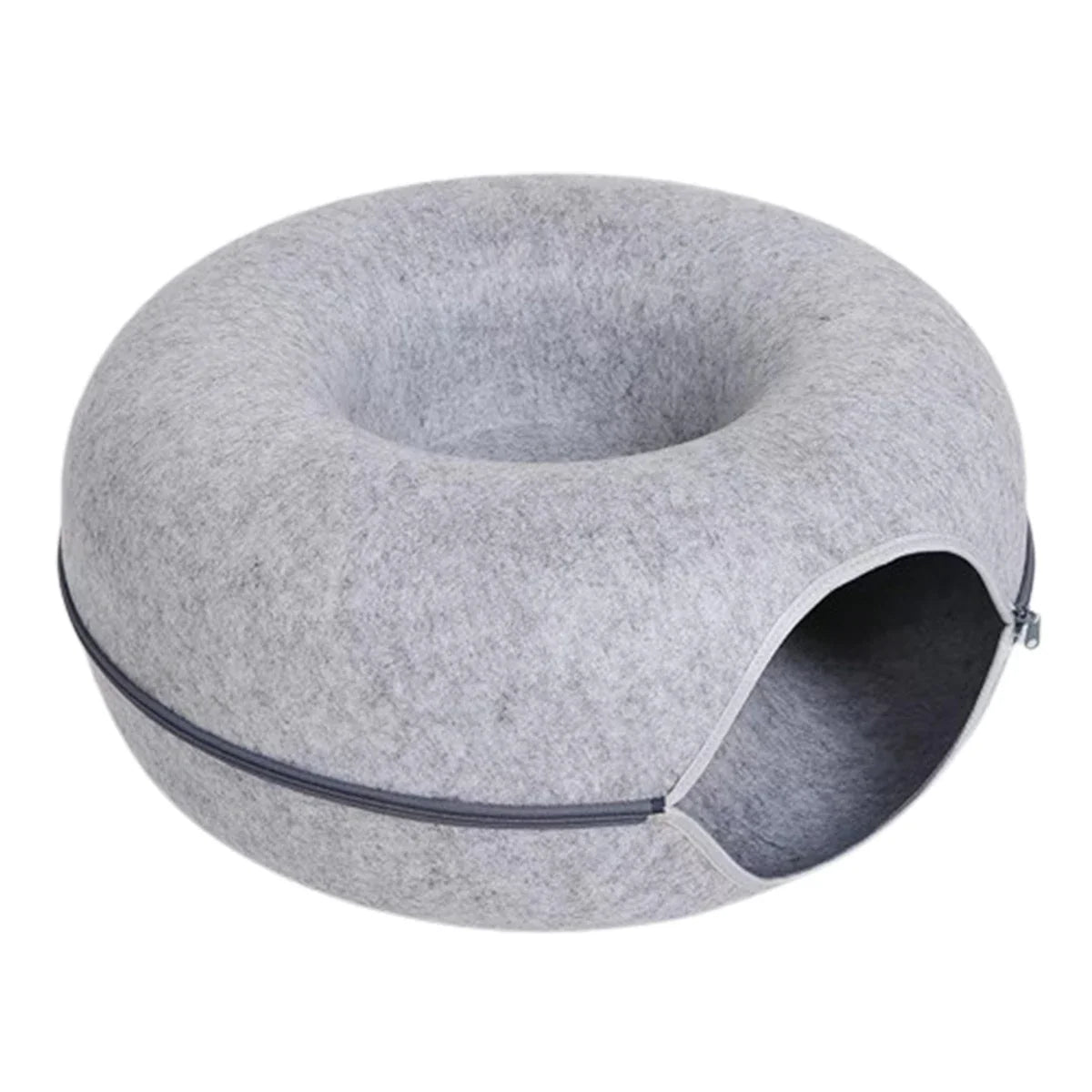 Donut-Katzenbett mit Tunnel aus Filz